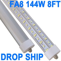 8Ft Led Tube Light,T8 LED Light Bulb 8 Foot, 144W (300W Equivalent),Single Pin FA8 Base Led Shop Lights,Dual-Ended Power, Cabinet, Clear Cover, AC 85-277V crestech