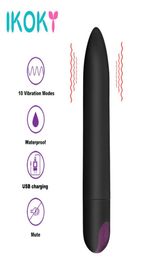 IKOKY Dildo Bullet Vibrators Clitoris Stimulator Vaginal Massager Strong Vibration G Point Orgasm Sex Toys For Women 10 Speed S1017993609