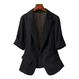 Women's Suits Korean Thin Suit Jacket Spring Summer Tops Fashion Slim Fit Leisure Short Sleeve Office Lady Designer