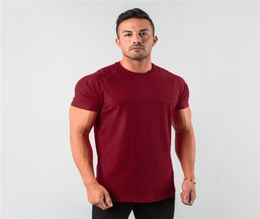 Summer Plain Tops Tees Fitness Mens T Shirt Short Sleeve Muscle Joggers Bodybuilding Tshirt Male Gym Clothes Slim Fit 2107212560558