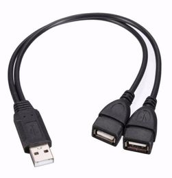 USB 20 A Male to 2 Dual USB Female Data Hub Power Adapter Y Splitter USB Charging Power Cable Cord Extension Cable9820536