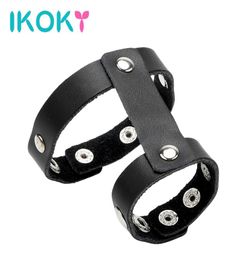 IKOKY Elastic Leather Adjustable Penis Rings Cock Rings Male Masturbator Delay Ejaculation Sex Toys for Men Adult Products q1707183981589