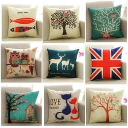 Pillow Living Room Cartoon Trees Throw Cover Square Velvet Waist Sofa Printed 45X45 Animal Bed J1882