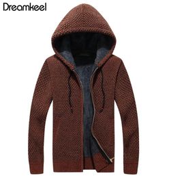 Cotton Hooded Men039s Winter Padded Knitted Sweater Men Jacket Thick Velvet Fur Jacket Cardigan Spring Outdoors Sweaters2612110