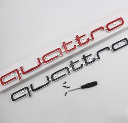 Quattro Logo Emblem Badge 42x3cm Car 3D Stick ABS Quattro Stickers front grill Lower trim For A4 A5 A6 A7 RS5 RS6 RS7 RS Q32089429