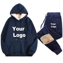 Men's Tracksuits Winter Thicken Warm Suit Thick Lambswool Sets Men Women Casual Loose Sweatshirts Hooded Two-Piece Set Thickened Hoodies