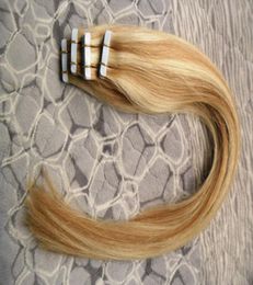 80p Tape In Human Hair Extensions 200g P27613 Human abelo smooth blond Straight Skin Weft Adhesive Hair PU 16quot 18quot 20q3589489