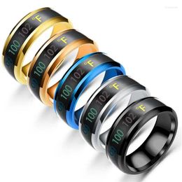 Cluster Rings 2024 Stainless Steel Jewelry Wholesale Mens Color Changing Anillos Mood Intelligent NFC Body Temperature Black Smart