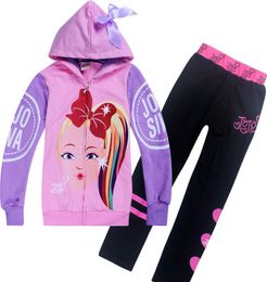 Jojo Siwa Kleidungssets 412t Kinder Mädchen Reißverschluss Hoodies Hosen Stücksets 110150cm Kinder Designerkleidung Mädchen FSS3625348128