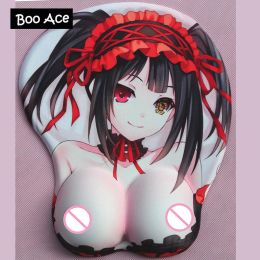 Pads "Date A Live" Tokisaki Kurumi Protrusive Nipples Anime 3D Soft Breast Mouse Pad with Wrist Rest 26*21*3.2cm 2way Fabric