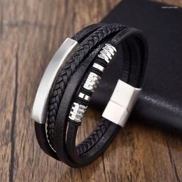 Charm Bracelets Stainless Steel Men's Leather Bracelet Fashion Hand-woven Multi-layer Combination Accessory Man Jewellery Wholesale