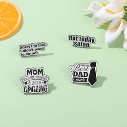 New English Alloy Brooch Ins Personalized Trend Not Today Satan Black and White Letters Baked Paint Badge