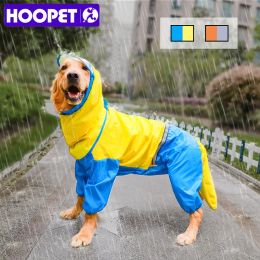 Raincoats HOOPET Dog Riancoat Jumpsuit Rain Coat for Dogs Pet Cloak Labrador Waterproof Golden Retriever Jacket