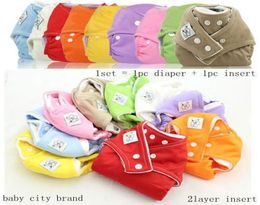Lowest Babycity 10Pc Adjustable Reusable Baby Washable Cloth Diaper Nappies 10pc cotton Inserts 2Layers U Choose 9 Color2702519