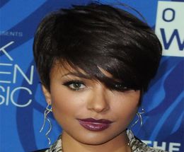 Lace front Straight Human hair wigs Cheap Short Pixie Cut Wigs with baby hair African Haircut Style Brazilian Ladies Wigs for Blac5133024