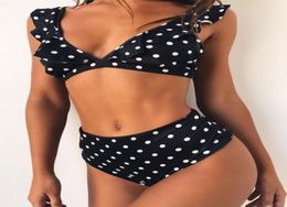 Summer Sexy Patchwork Polka Dot Bikini Woman Swimsuit 2018 Swimwear Soft Swimsuits Bathing Suit Black White1247029