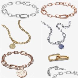Charm Bracelets 2023 Designer Styling Double Link Charms Pearl Sun Pendant Bracelet Diy Fit Pandoras Me Bead Chain Necklace Jewellery Dhncc