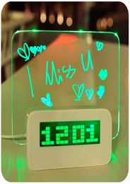 Blue Green LED Fluorescent Digital Alarm Clock Electronics with Message Board USB 4 Port Hub For 9167007