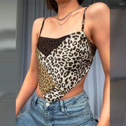 Women's Tanks Sexy Leopard Ethnic Style Printing Halter Camisole Top Bellyband Backless Lace Up Crop Tees Camis Female Clothing