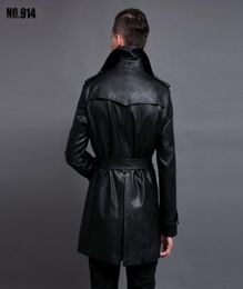 Luxury Black Jacket Wash Pu Leather Trench Coat For Mens Plus Size 6xl Fashion Double Breasted Man Jackets6821187