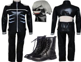 Tokyo Ghoul Cosplay Costumes Kaneki Ken Cosplay Costumes Hoodie Jackets Black Fight Uniform Full Set With Mask8864357