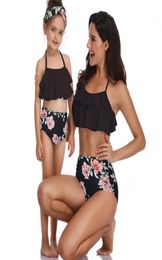 Girls Swimsuit Two Pieces Bikini Set Ruffle Swimwear Bathing Suits Family Matching Mommy and Me Swimsuit4214576