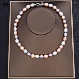 Pendant Necklaces GG Jewellery Freshwater Pearl Pink Purple White Rice Mixed Colour Necklace For Women 17"