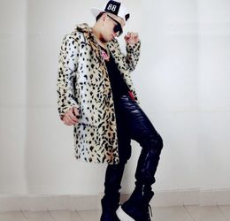 Winter thicken thermal leopard print leather jacket men casual mens faux fur coats lovers design fashion fur overcoat fashion11104414