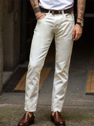 Pants Replica Men's White Casual Pants Classic Five Pocket Jeans Mid Waist Slim Fit Small Straight Leg Street Shoot 9 points