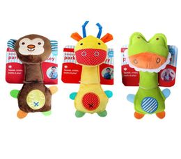 Baby Hand Bell Newborn Grab Bar Cartoon Rattles Monkey Animal Plush Toy Hand Puppet Infant Toy Squeaky Toys2909566