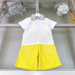 Fashion baby tracksuits Summer T-shirt set kids designer clothes Size 100-150 CM child POLO shirt and Large pocket Yellow shorts 24Feb20