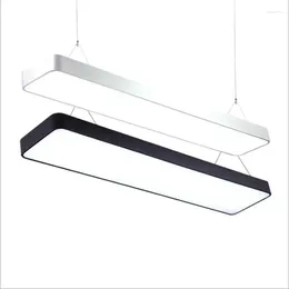 Pendant Lamps Led Rectangular Chandelier Office Supermarket Shopping Mall Gym Bar Square Pass Strip Light Fixture AC220V