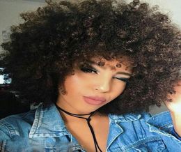 NEW the hairstyle soft brazilian Hair African Ameri short kinky curly wigs Simulation Human Hair afro curly wig3774144