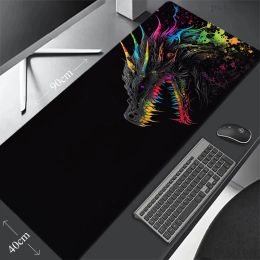 Pads Large Dragon Mouse pad Gamer Mousepad Gaming Mouse Mat Black Desk Mat Soft Computer Desk Pad Waterproof