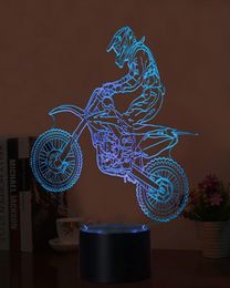 Novelty 3D Table Lamp LED Motocross Bike Night Lights USB 7 Colours Sensor Desk Lamp Holiday Gifts1831361