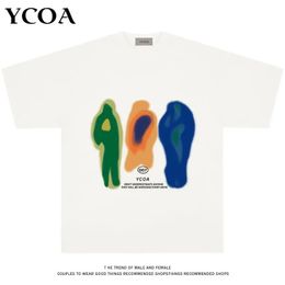 Men T-Shirt Cotton Oversized Summer Printed YCOA Graphic Harajuku Hip Hop Loose Tops Tees Korean Fashion Y2k Aesthetic Clothing 240227