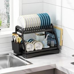 Kitchen Storage 2 Tiers Bowl And Dish Rack Sink Household Countertop Multifunctional Drainage