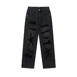 Women's Jeans Ripped Holes Distressed Wash Denim Aesthetic Frayed Ladies Torn Y2k Pants Trousers Streetwear Goth Grunge Clothes