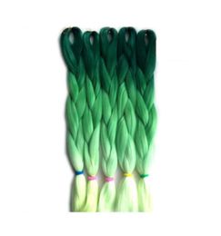 Three Tone Colour Green Ombre Braiding Hair Xpression Kanekalon High Temperature Fibre Crochet Braids Hair Extensions 24 inch 100g7141625