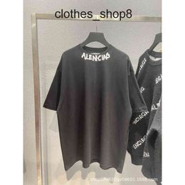 Chao Brand Mens Balenciga T Shirt b High Version Thread Letter Short Sleeve Paris Neckline Spray Painting Tide Brand Shirts fo UYR3 RYV5