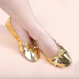 Stage Wear High Quality Gold Colour PU Belly Dance Shoes Body Shaping Yoga Gym Slippers Women Professional Soft Sole For Dancing