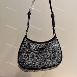 Designer women bag Cleo series Underarm bag Classic Famous Fashion Half Moon handbag 2023 lady Crystal embellishment Shoulder Bags2403
