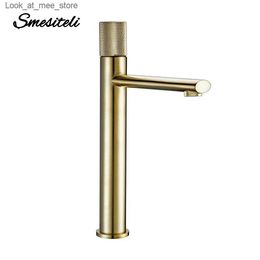 Bathroom Sink Faucets Smesiteli Deluxe Gold Single Handle Sink Bathroom Basin Faucet Hot and Cold Mixer Faucet Kitchen Faucet Waterfall Deck Installation Q240301