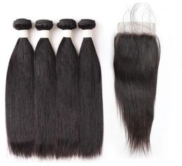 Ishow 4Bundles 828 inch Remy Human Hair Bundles with Closure For Women All Ages 9A Loose Deep Curly Body Wave Straight Colour 1B B8515079