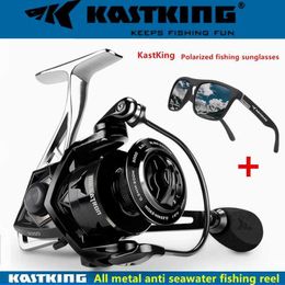 Boat Fishing Rods KastKing all metal18KG Max Drag Carbon Drag Spinning Fishing Reel With Large Spool Aluminum Body Saltwater Spinning Fishing Reel YQ240301