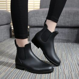 Chelsea Rain Shoes Woman Ankle Rainboots Rubber Boots Non-slip Water Shoes Female Galoshes Overboot for Adult 240228