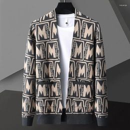Men's Sweaters Spring And Autumn Mens Contrast Knitted Cardigan Fashion Brand Korean Leisure Exquisite Jacquard Shawl Sweater High Quality