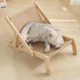 Mats Mini Sisal Chair Cat Scratcher Sisal Scratcher Beach Chair Elevated Bed Adjustable Natural Wooden Removable With Sisal Pad