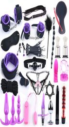 25 PCS Sex Toys For Women G Spot Dildo Vibratorn Butt Anal Plug Penis Cover Slave Games Hand s for Sex Whip Bdsm Bondage Set Y19121016930