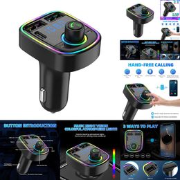 New New FM Transmitter PD Type-C Dual USB 3.1A Fast Charger Colourful Ambient Light Handsfree Mp3 Modulator Player Car Bluetooth 5.0